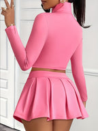 Set Sexy 2 Piezas · Chaqueta + Mini Falda Plisada