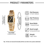 Set Reloj Cuadrado y Joyas para Mujer - 6 Piezas Elegantes