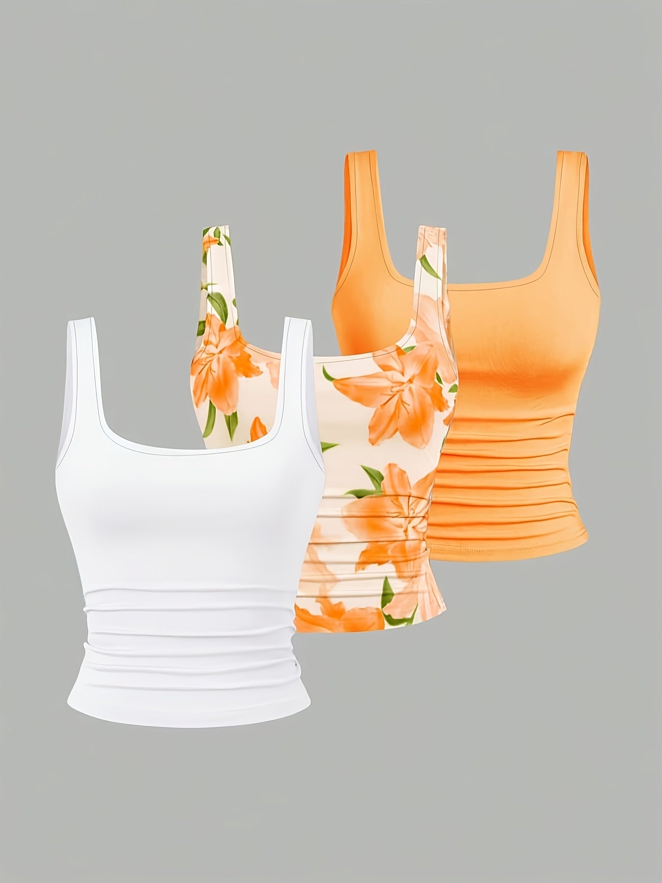 Camisetas de tirantes plisadas – Set de 3 piezas