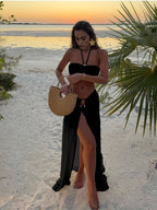 Bikini 3 piezas con aro metálico en U + falda semitransparente