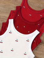 Top Corto Bordado con Cerezas, Lazos y Corazones – Estilo Coquette