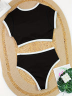 Bikini Deportivo Bicolor – Top Estilo Chaleco + Braguita Combinada