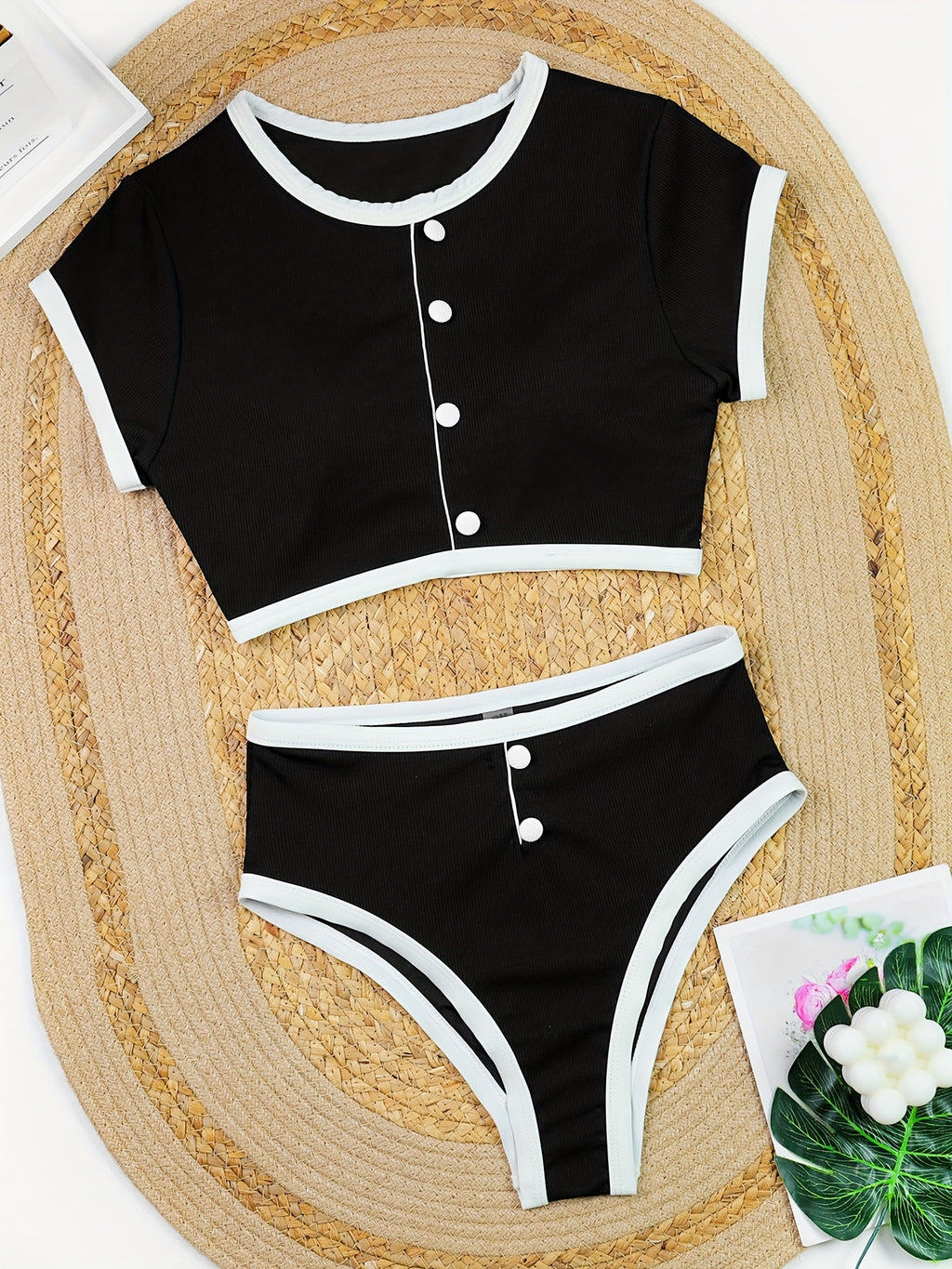 Bikini Deportivo Bicolor – Top Estilo Chaleco + Braguita Combinada