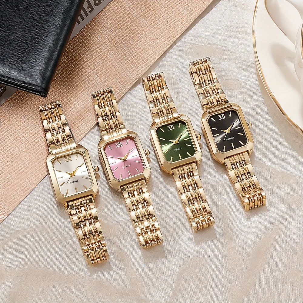Set Reloj Cuadrado y Joyas para Mujer - 6 Piezas Elegantes