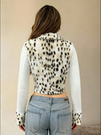 Abrigo corto de leopardo estilo Y2K