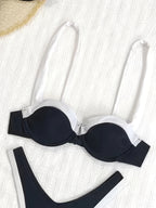 Bikini Bicolor Blanco & Negro con Aro – Sexy para Playa y Vacaciones