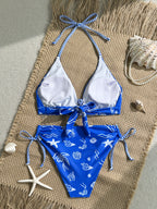 Bikini halter con conchas y estrellas