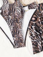 Bañador Animal Print con Recortes + Falda – Set Sexy y Moderno