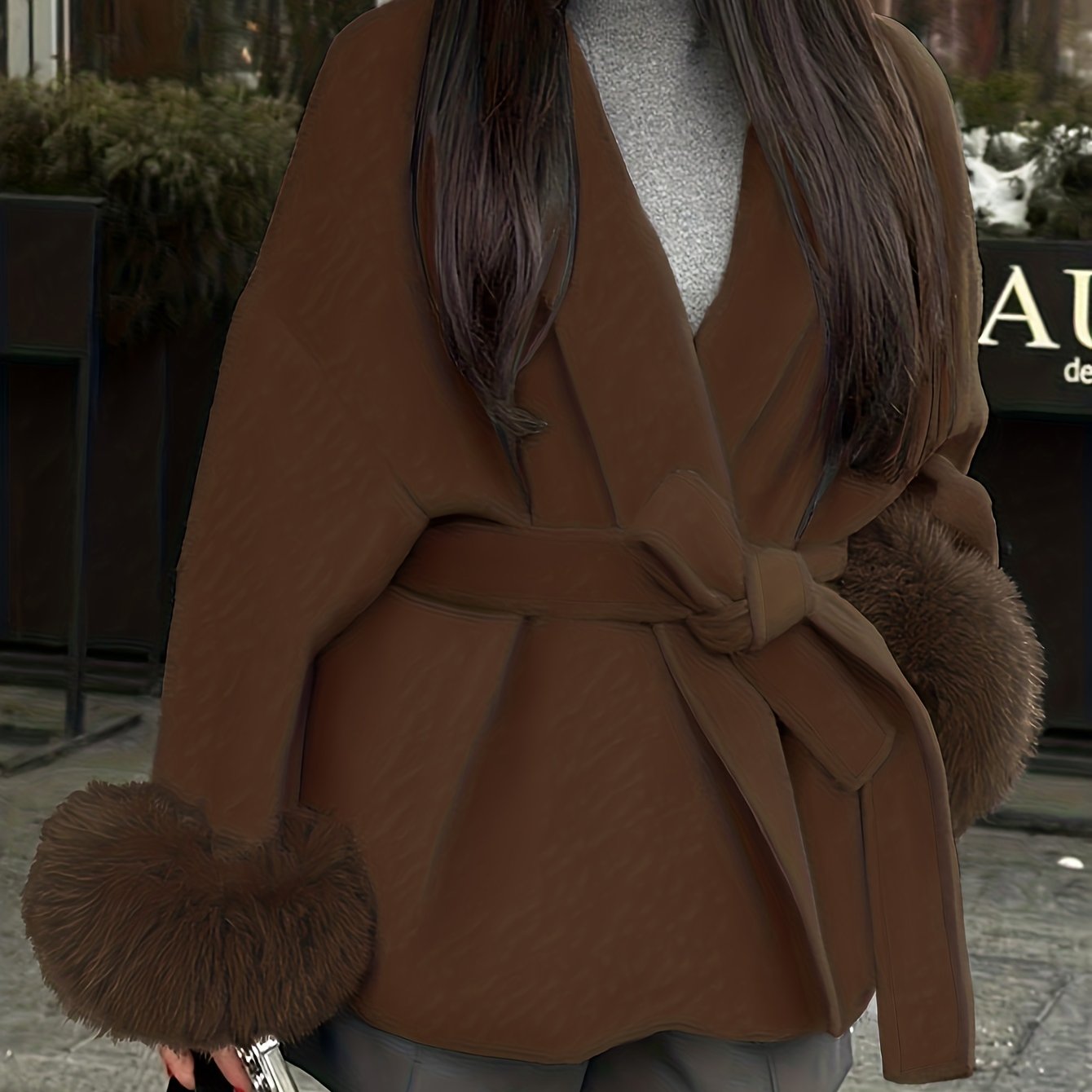 Abrigo kimono con cinturón