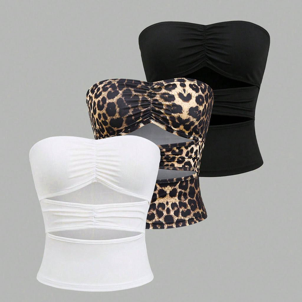 Top Set sexy off-shoulder crop top – 3 piezas