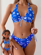 Bikini halter con conchas y estrellas