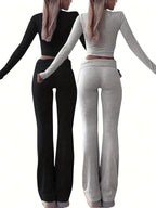 Conjunto Set 4 Piezas · Camiseta Manga Larga + Pantalón Acampanado