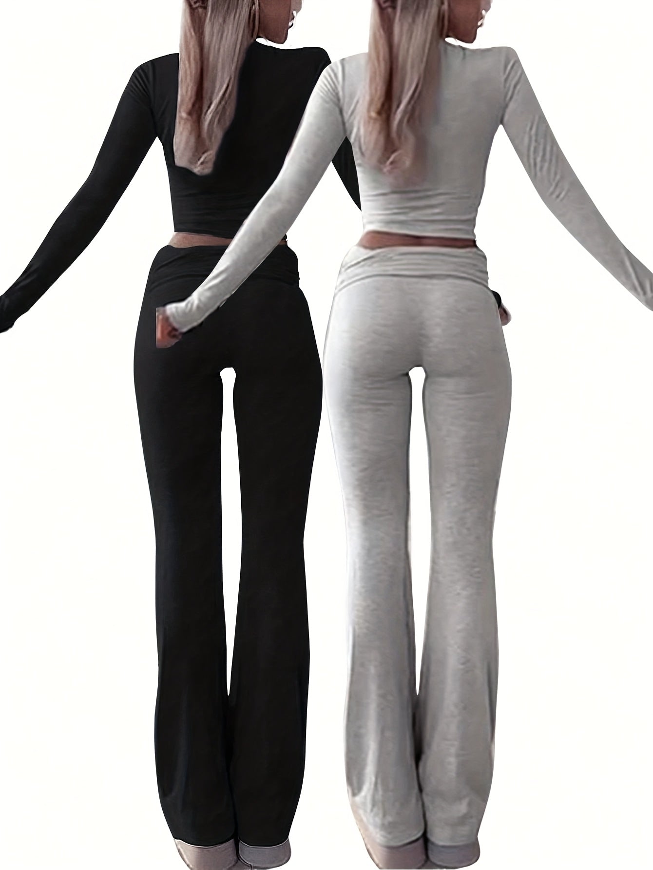 Conjunto Set 4 Piezas · Camiseta Manga Larga + Pantalón Acampanado