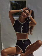 Bikini Deportivo Bicolor – Top Estilo Chaleco + Braguita Combinada