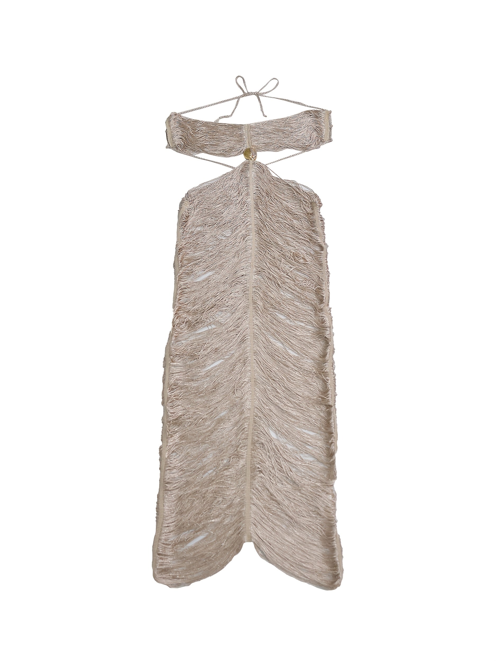 Vestido Largo Halter con Flecos y Abertura – Sexy para Eventos Nocturnos