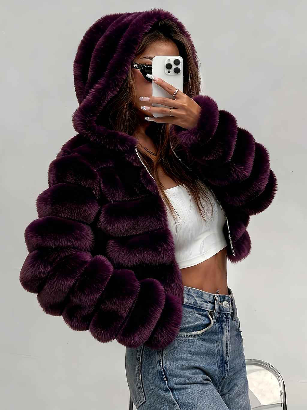 Abrigo de Peluche con Capucha 3D · Otoño/Invierno