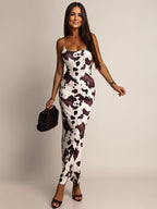 Vestido Largo Estampado con Tirantes Elásticos – Primavera/Verano