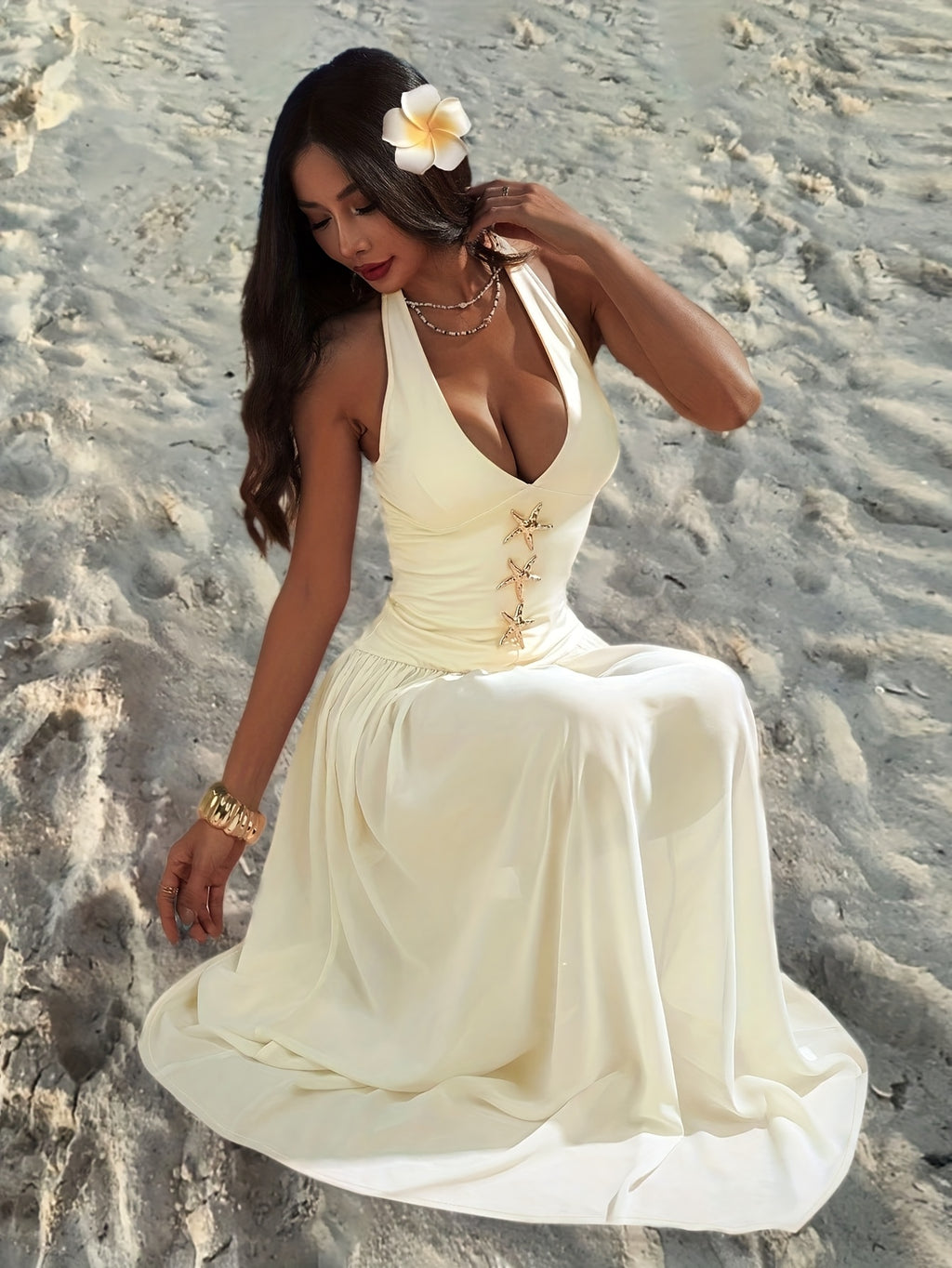 Vestido Sexy de Primavera/Verano en Color Sólido – Elegante y Atemporal