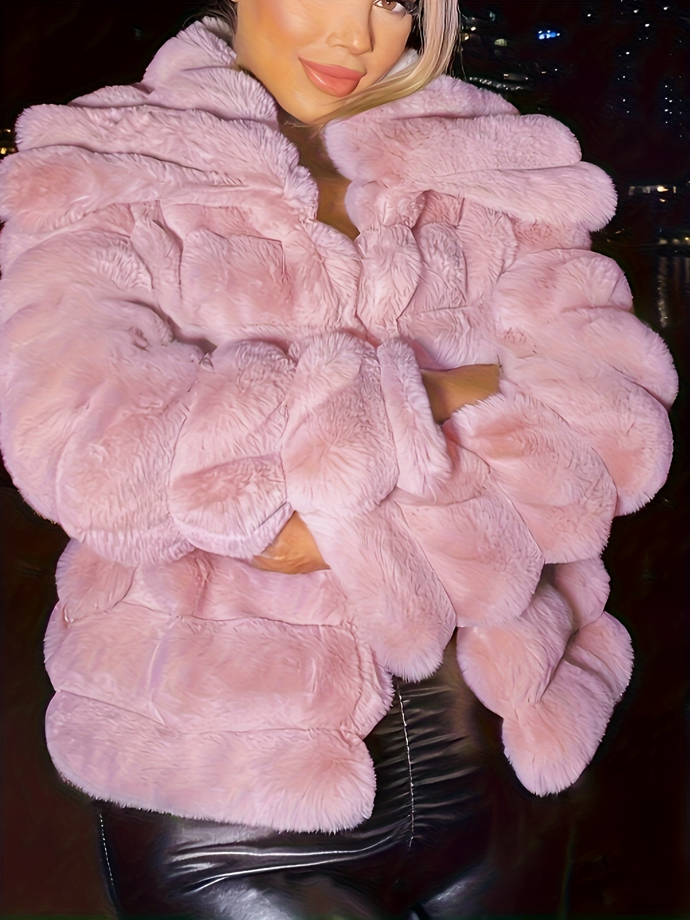 Chaqueta de Peluche con Forro de Gamuza Sintética