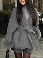 Abrigo kimono con cinturón