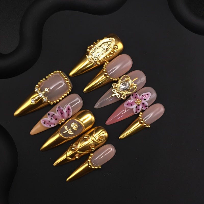 Uñas postizas stiletto 3D estilo palacio