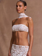 Top Bandeau Calado con Lazo al Cuello – Sexy para Playa & Fiesta