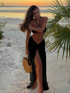 Bikini 3 piezas con aro metálico en U + falda semitransparente