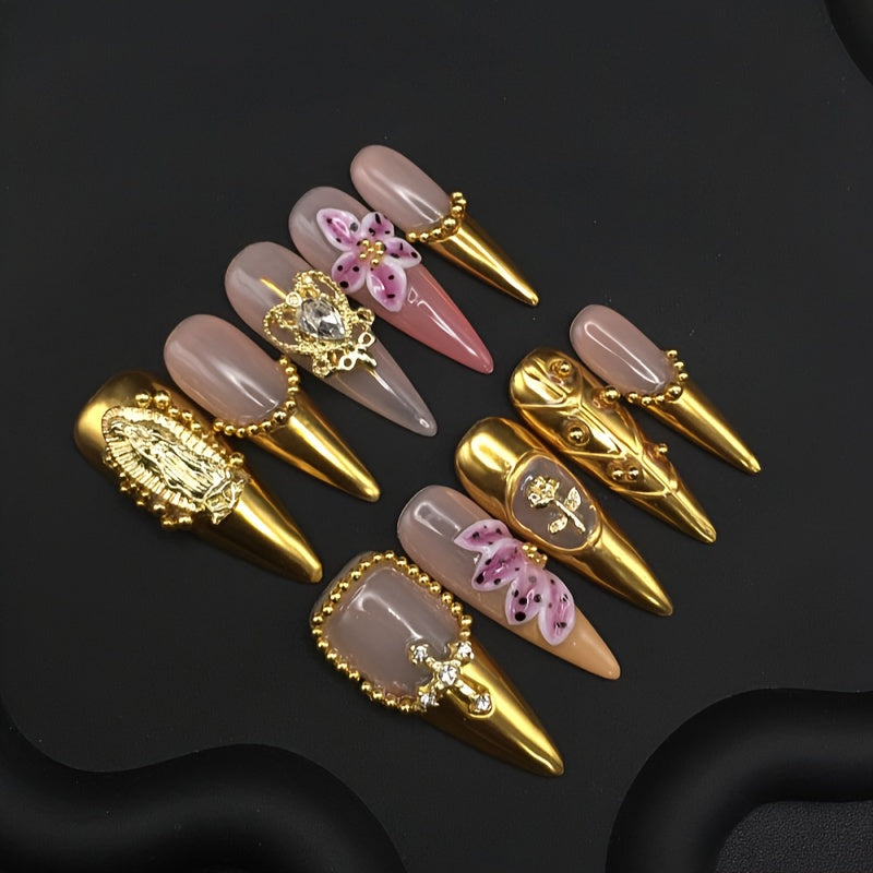 Uñas postizas stiletto 3D estilo palacio