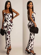 Vestido Largo Estampado con Tirantes Elásticos – Primavera/Verano