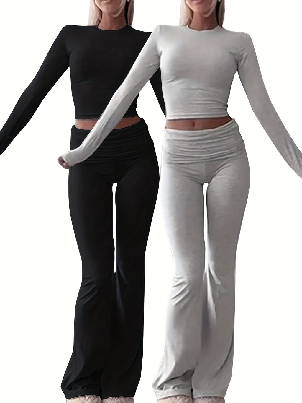 Conjunto Set 4 Piezas · Camiseta Manga Larga + Pantalón Acampanado