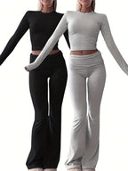 Conjunto Set 4 Piezas · Camiseta Manga Larga + Pantalón Acampanado