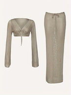 Set playa 2 piezas – Top manga campana + falda larga