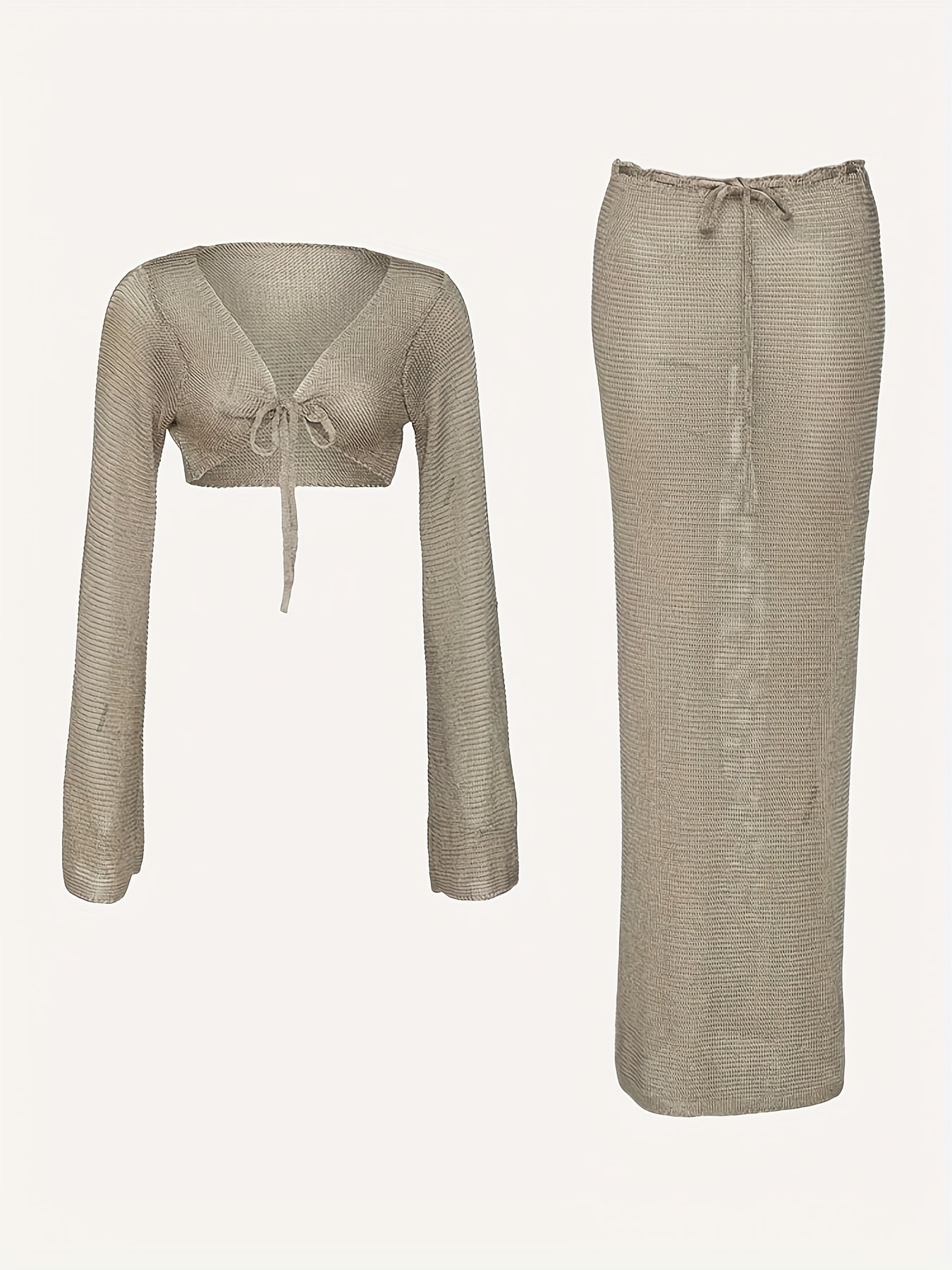 Set playa 2 piezas – Top manga campana + falda larga