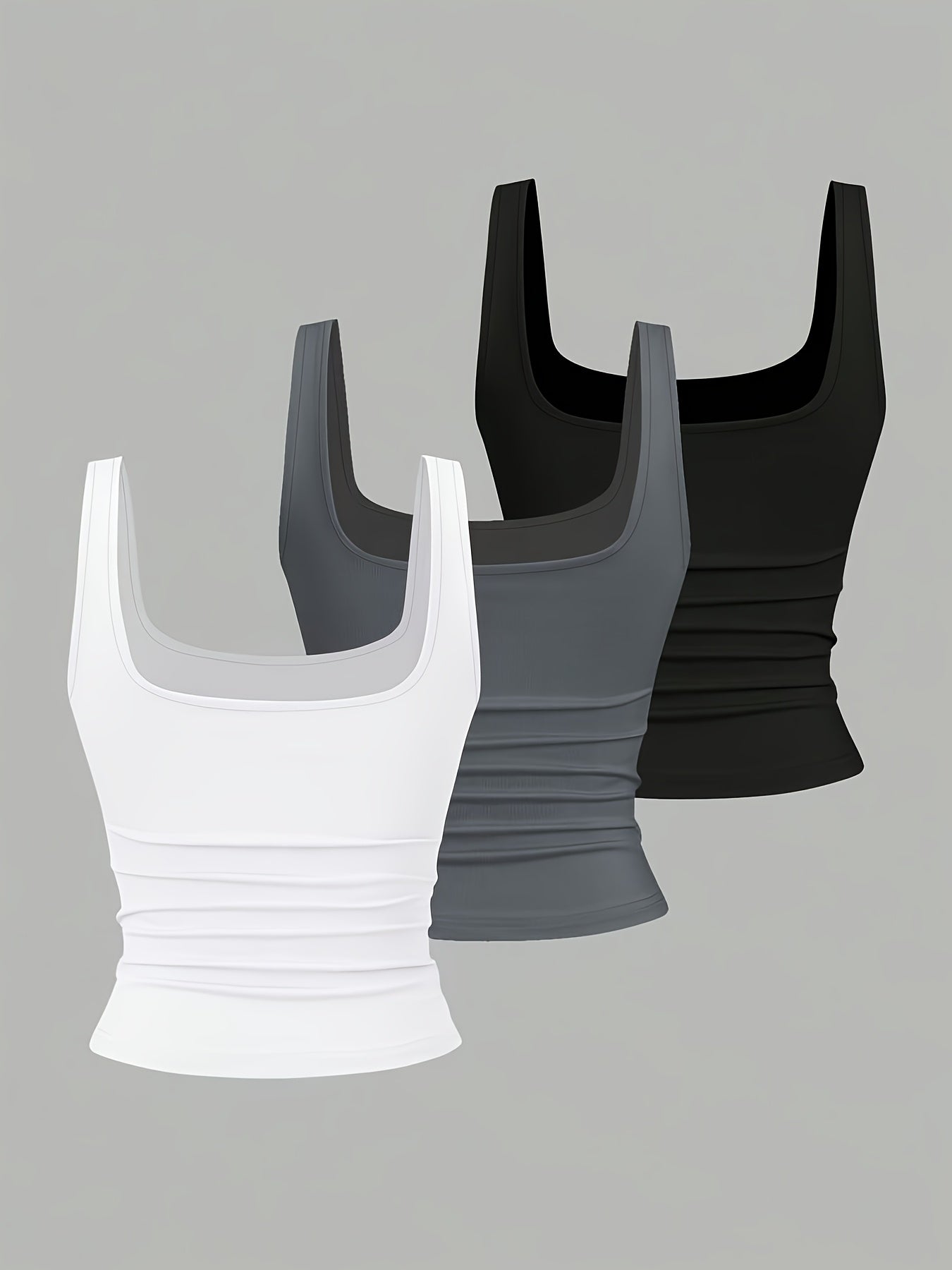 Camisetas de tirantes plisadas – Set de 3 piezas