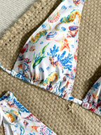 Bikini halter con estampado dopamina