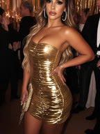 Vestido Ajustada Efecto Metálico – Estilo Nocturno y Moderno