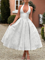 Vestido Largo Estilo Francés con Escote Profundo y Lazada – Elegante para Eventos