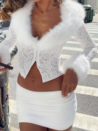 Conjunto 2 Piezas Otoño/Invierno – Top de Encaje + Mini Falda Sexy