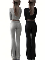 Conjunto Set 4 Piezas · Camiseta Manga Larga + Pantalón Acampanado