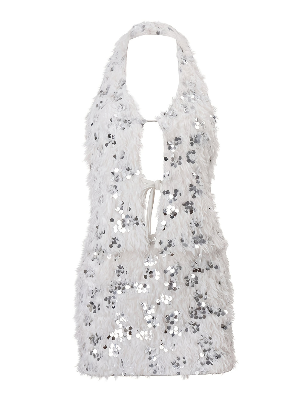 Vestido Corto de Peluche con Lentejuelas – Sexy para Noche & Club