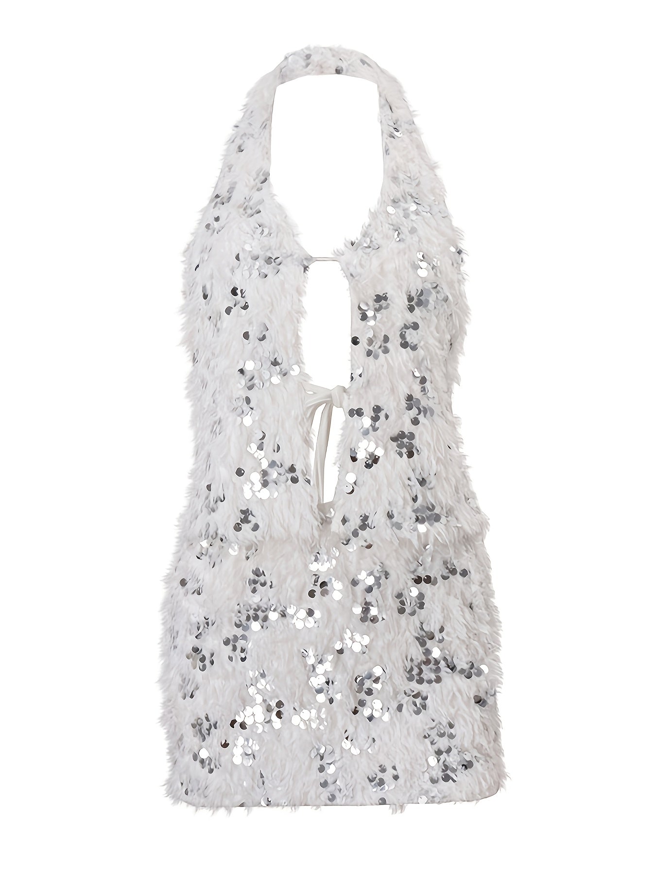 Vestido Corto de Peluche con Lentejuelas – Sexy para Noche & Club