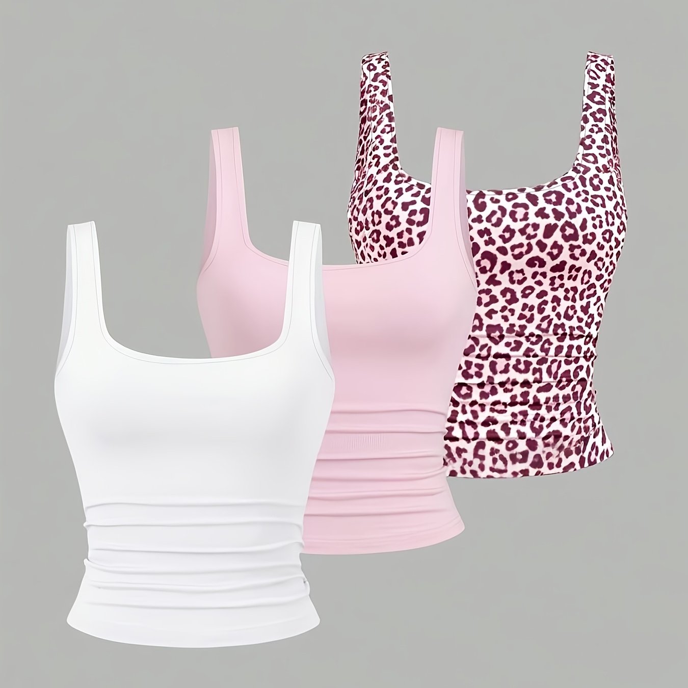 Camisetas de tirantes plisadas – Set de 3 piezas