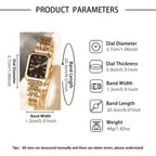 Set Reloj Cuadrado y Joyas para Mujer - 6 Piezas con Collar Corazón