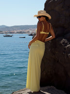 Bikini amarillo limón con flores 3D