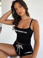 Conjunto deportivo sexy con tirantes con letras