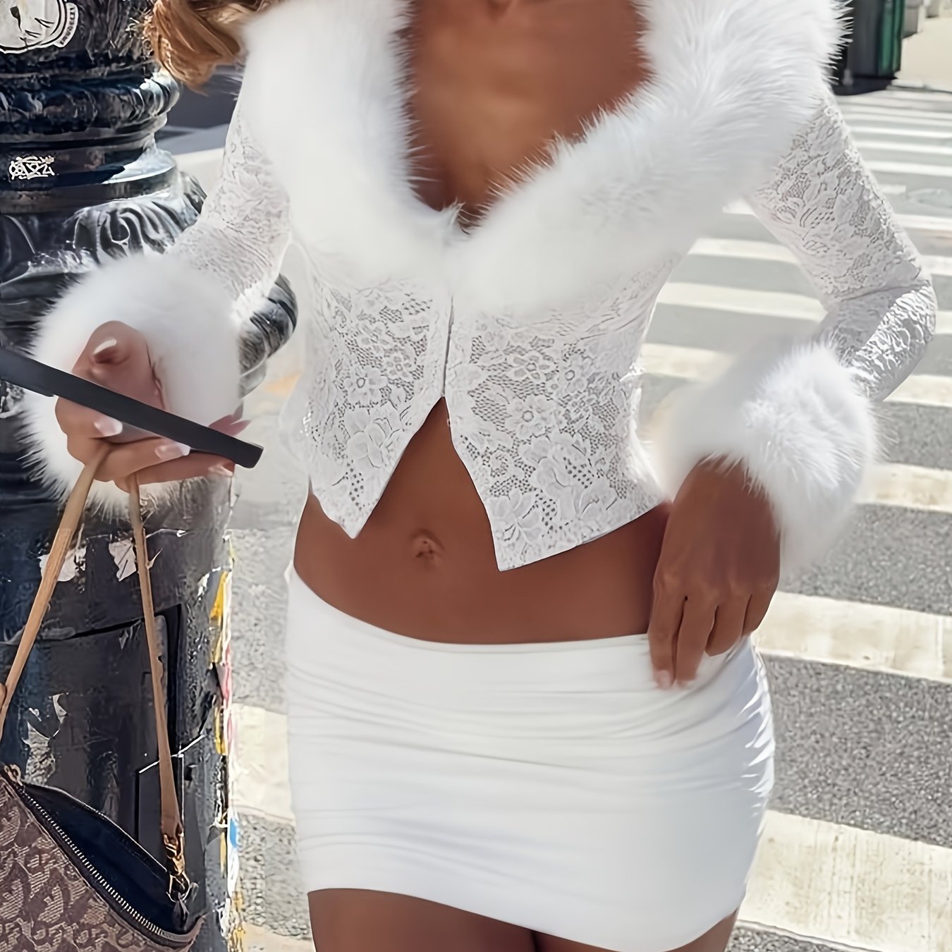 Conjunto de encaje + falda mini otoño/invierno