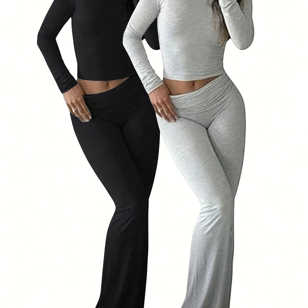 Conjunto Set 4 Piezas · Camiseta Manga Larga + Pantalón Acampanado