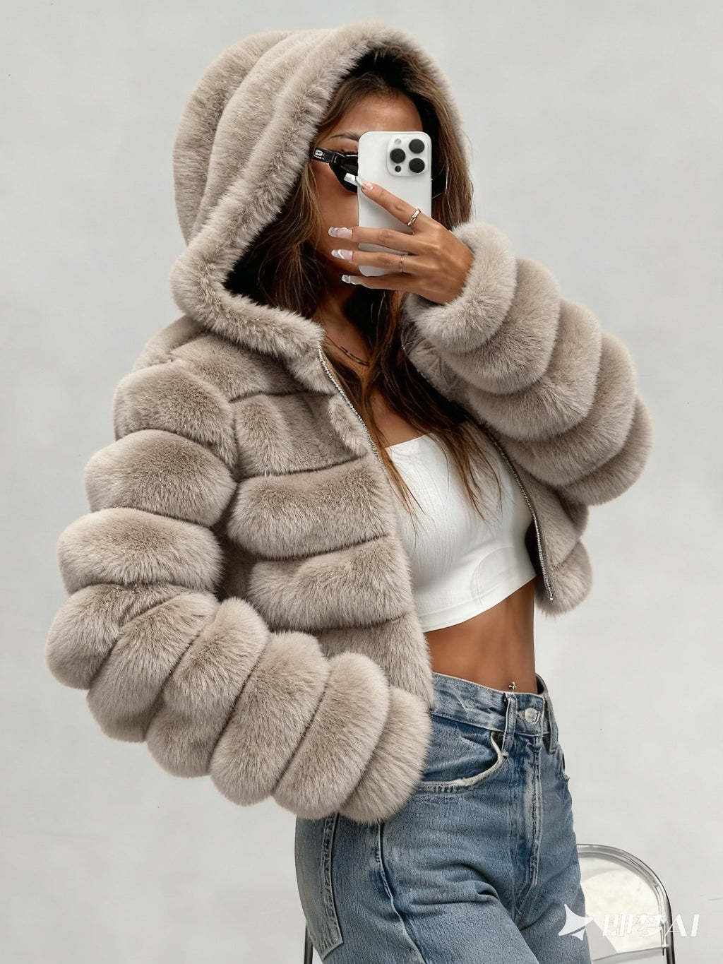 Abrigo de Peluche con Capucha 3D · Otoño/Invierno