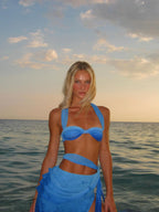 Bikini Azul 3 Piezas · Falda + Halter