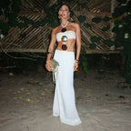 Bikini Blanco 2 Piezas + Vestido de Malla